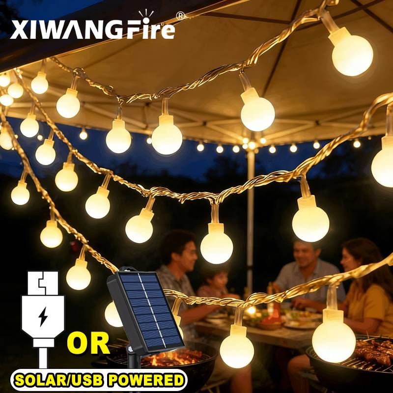 Lighting Decor Items - 3-10M Solar-/USB-/Batterie-Lichterketten, Feenhafte Kugel-LED-Lichter, Wasserdicht für