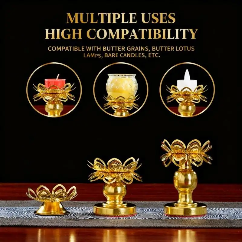 Lighting Decoration For Diwali - 2 Stück Lotus-Gold-Diwalilampe, indischer Ständer, Messinglampen,