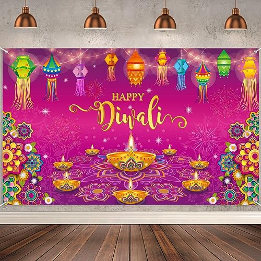 Lighting Decoration For Diwali - Fröhliche Diwali-Hintergrundbanner-Dekorationen für die Wand zu