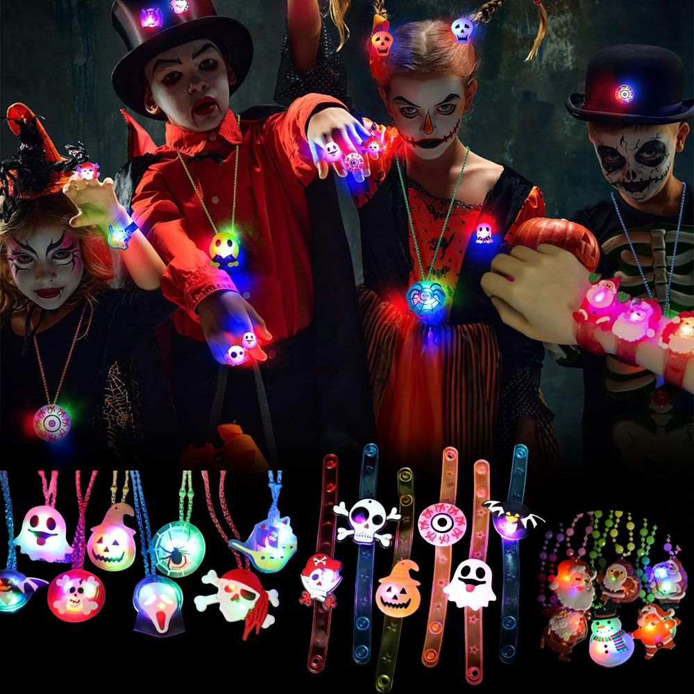 Pendant Lighting Christmas Decor - 12-120PCS Halloween Weihnachten Glow Halskette Armband