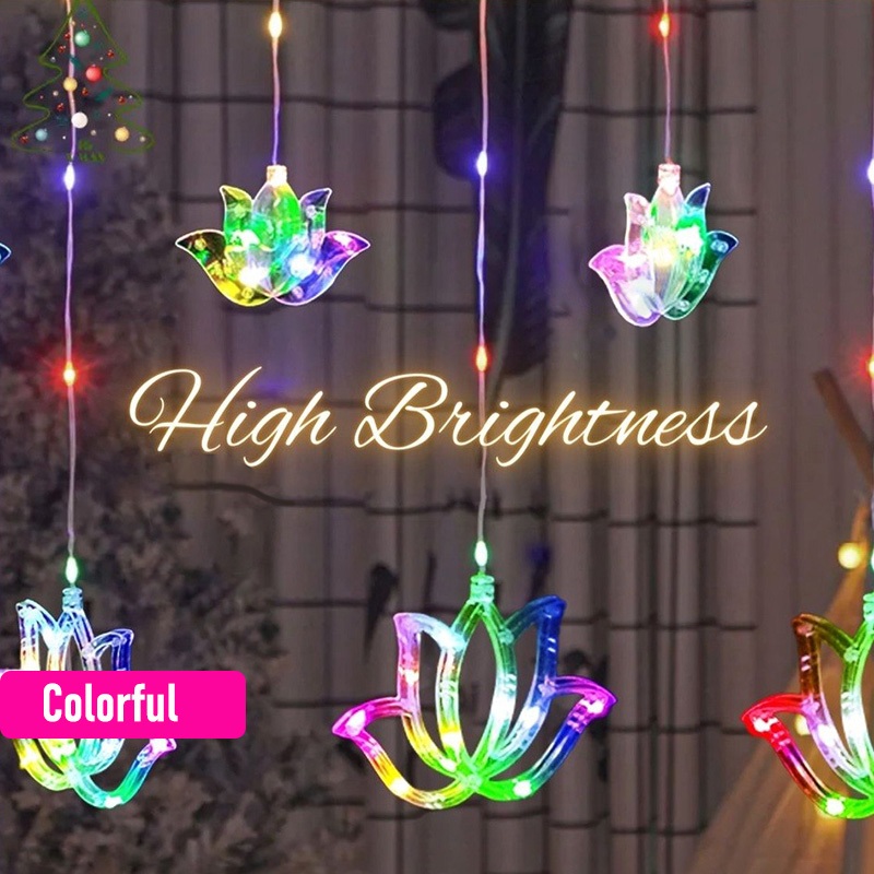 Lighting Decoration For Diwali - 4M 8-Modi Deepavali Lotus Eiszapfen-Lichterkette, Wasserdichte