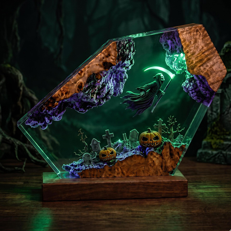 Lighting Decor Items - Maßgefertigte Artikel Harz-Tischlampe Hexenfigur-Thema LED-Nachtlicht Kreative