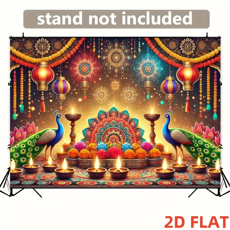 Lighting Decoration For Diwali - Diwali Pfauen-Laternen-Wandteppich Indische Festdekoration Diya-Lichter Mandala-Muster