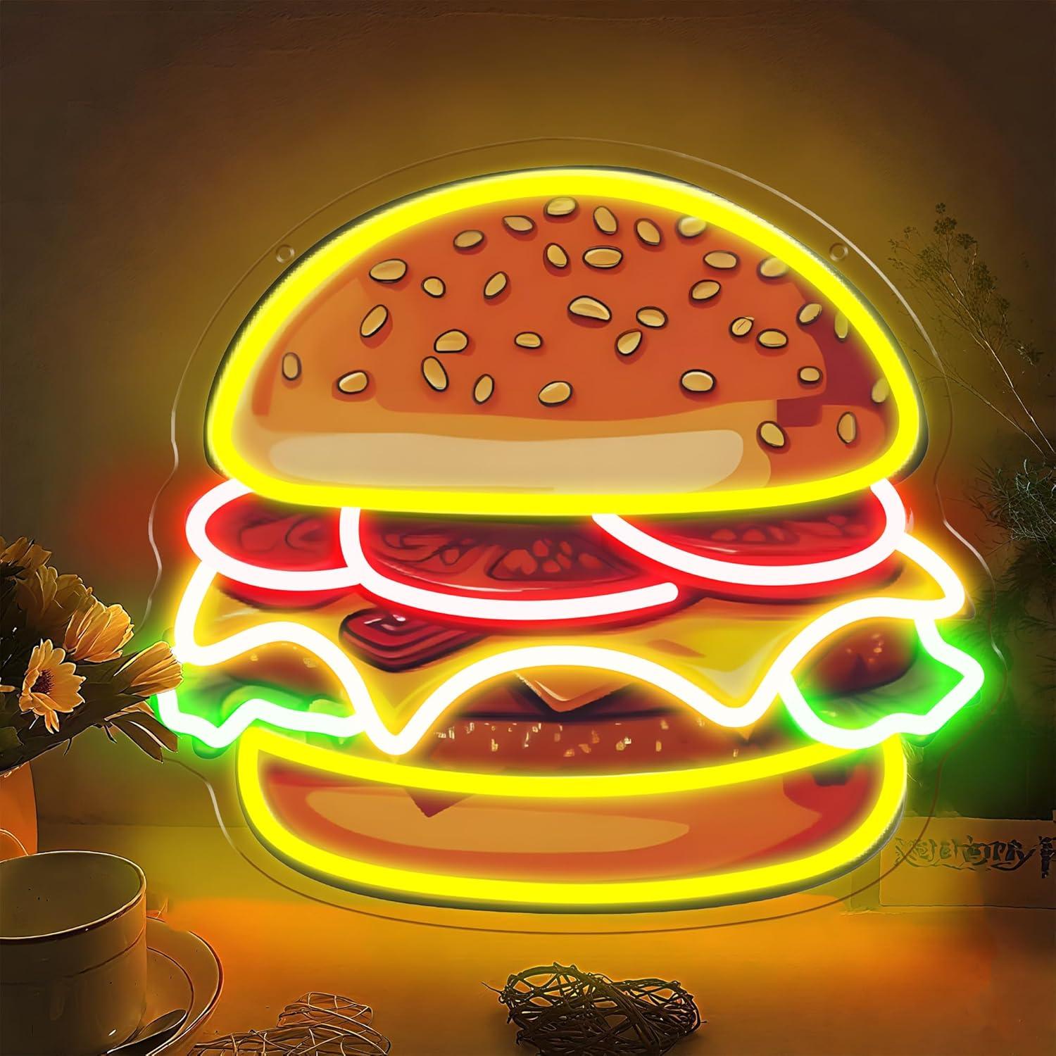Lighting Decor Items - Burger Neonschild LED Hamburger Wandleuchte für