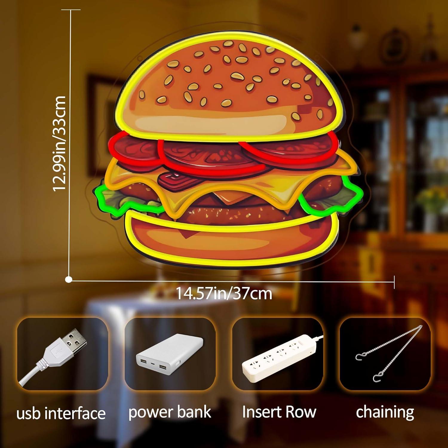 Burger Neonschild LED Hamburge – Lighting Decor Items Bewertung und Preis